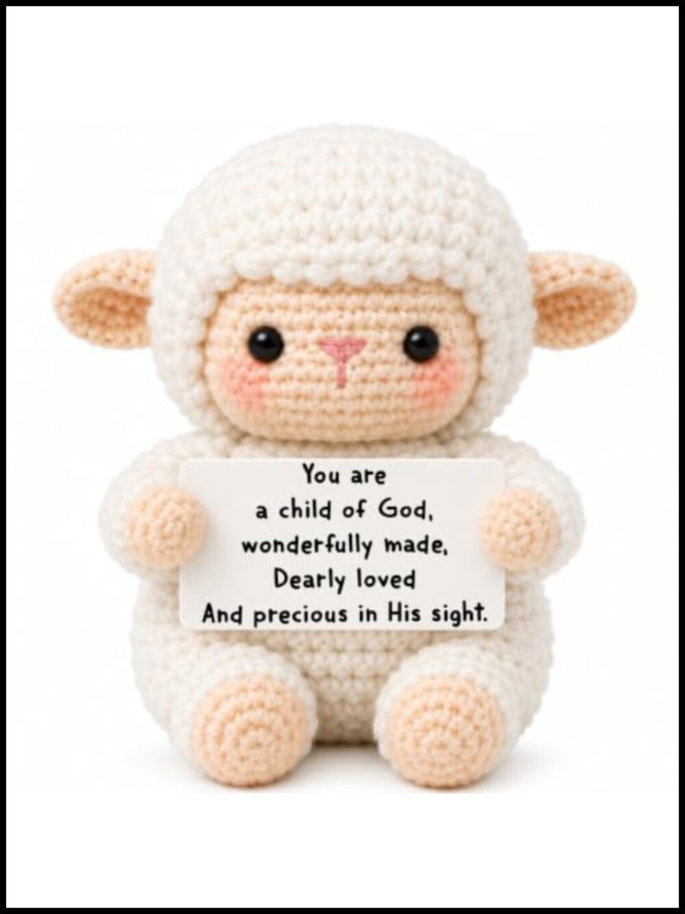Handmade Crochet Sheep Christian Baptism Gift Desk Decor Figurine